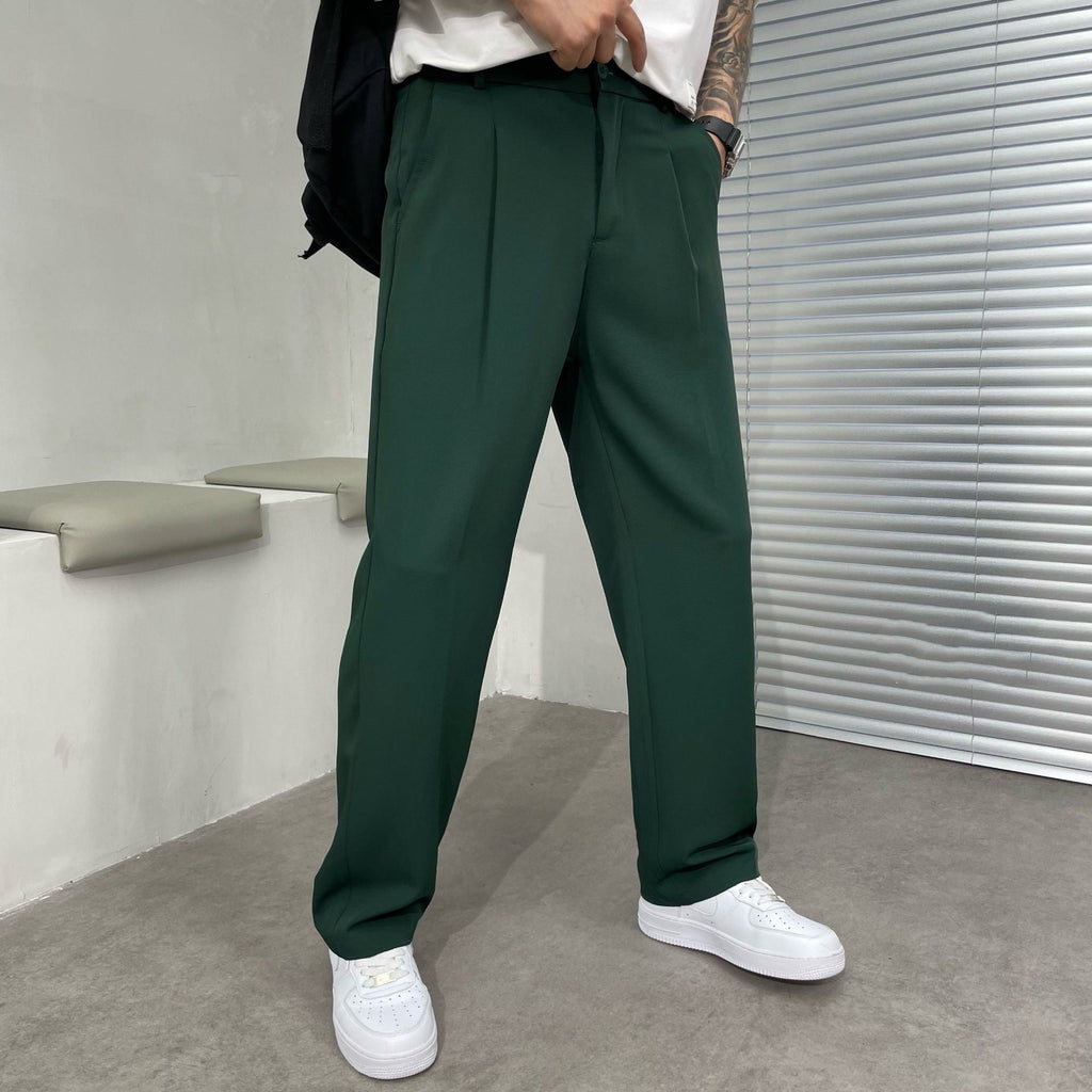Pantalon d’été pour homme en soie glacée à jambe droite