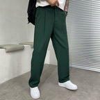Pantalon d’été pour homme en soie glacée à jambe droite