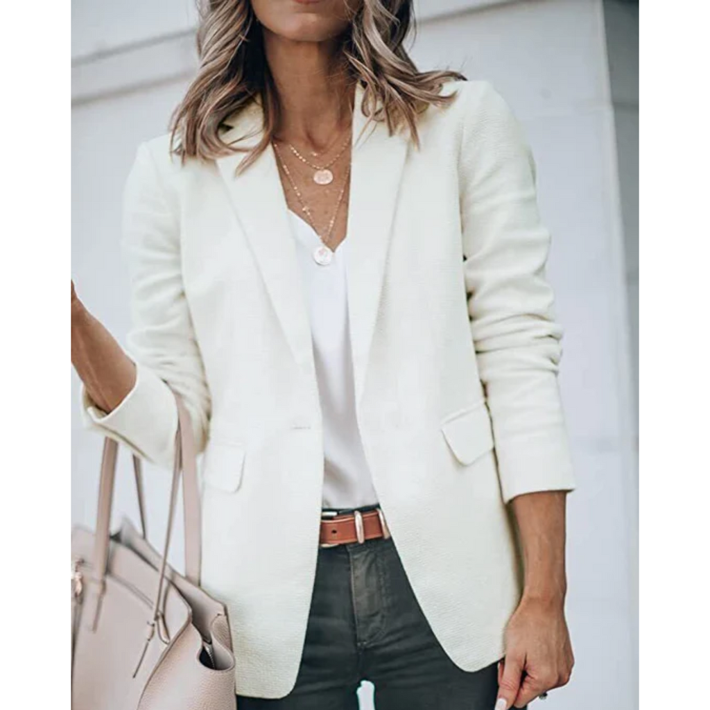 Blazer élégant pour femme avec revers classiques – Veste texturée à la coupe confortable