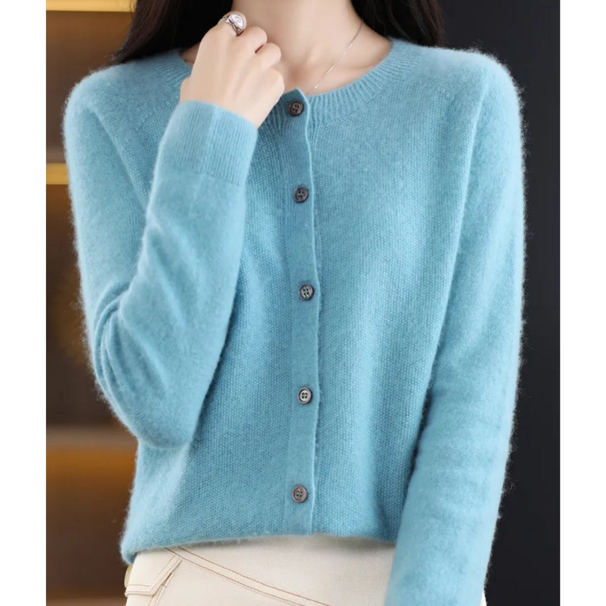 Cardigan Donna in Merino e Cashmere con Girocollo