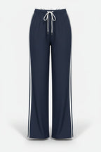 Pantaloni Jogger Donna a Gamba Ampia con Bande Laterali