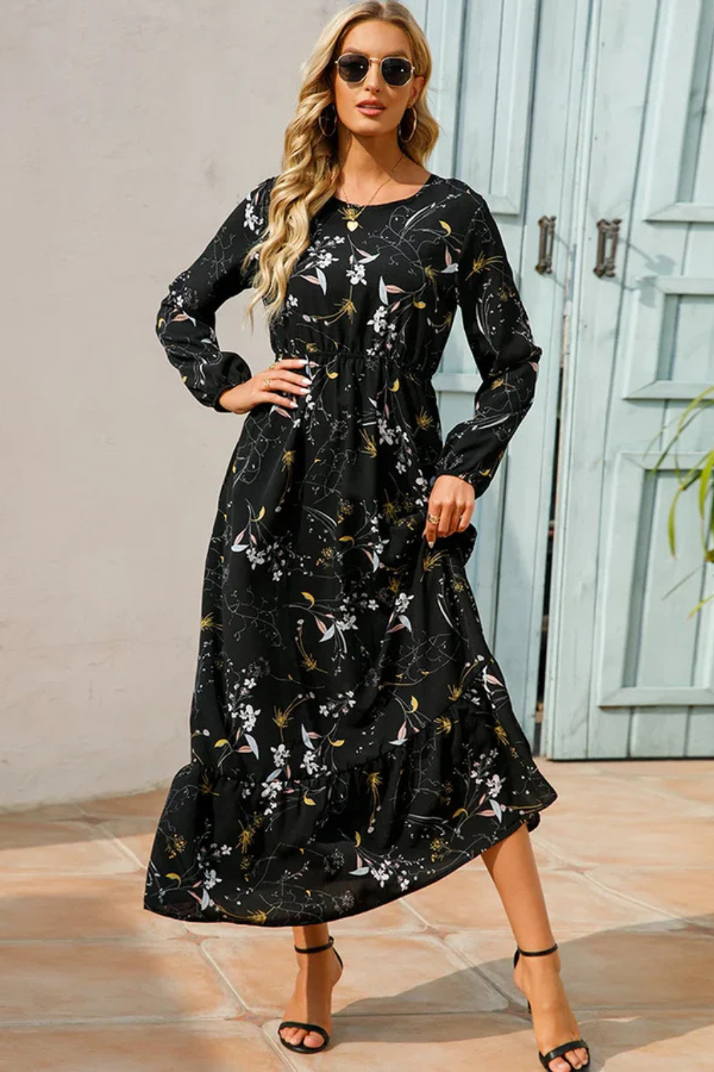 Abito Midi Floreale Boho Silhouette Elegante Stile Estivo