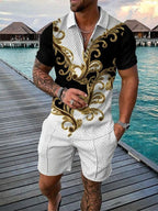 Conjunto casual de hombre con estampado colorido