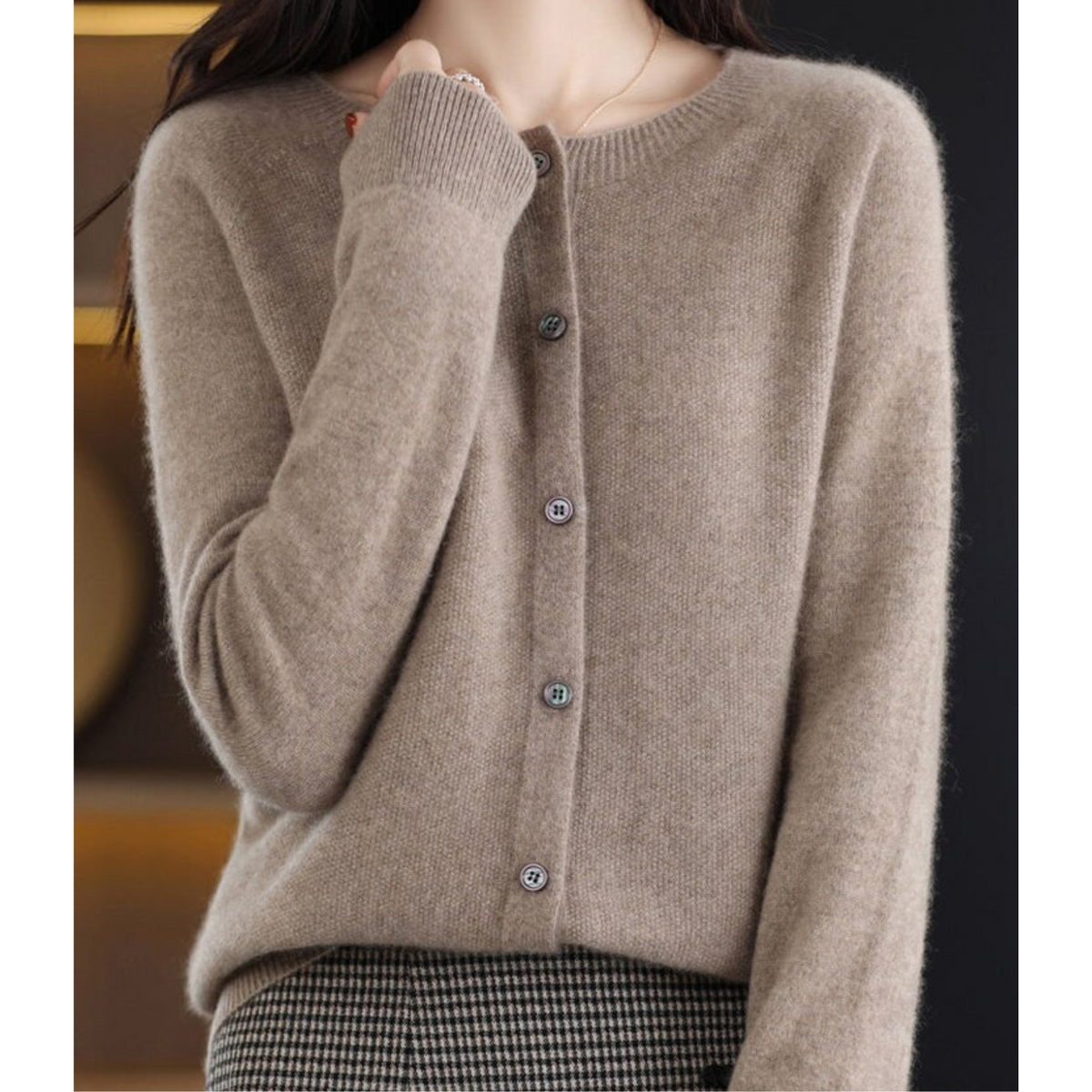 Cardigan Donna in Merino e Cashmere con Girocollo