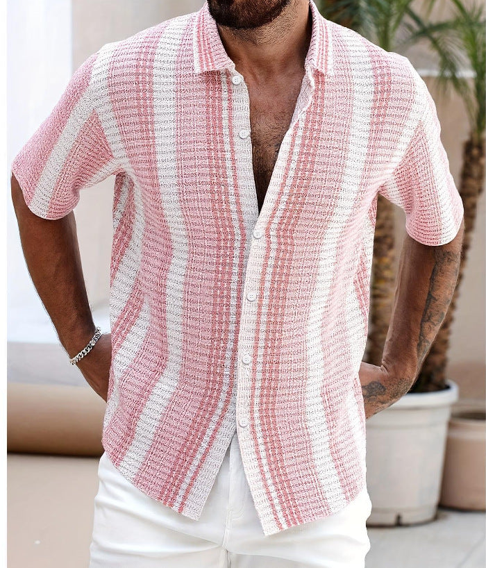 Camisa de hombre a rayas de manga corta