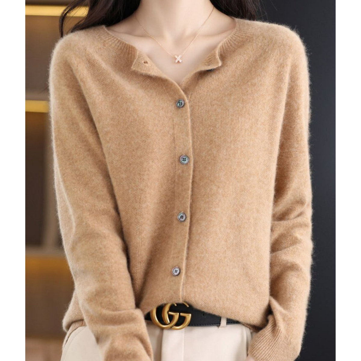 Cardigan Donna in Merino e Cashmere con Girocollo