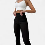 Leggings pour femme Valmonti taille haute - coupe slim élégante côtelée