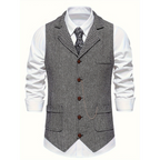 Chaleco elegante para hombre con solapas y botones – Chaleco sastre sin mangas para ceremonias