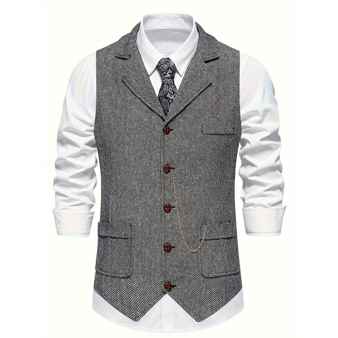 Gilet Elegante Uomo con Revers e Bottoni – Smanicato Sartoriale per Cerimonie