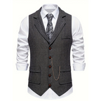 Chaleco elegante para hombre con solapas y botones – Chaleco sastre sin mangas para ceremonias