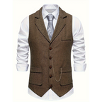 Chaleco elegante para hombre con solapas y botones – Chaleco sastre sin mangas para ceremonias