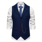 Chaleco elegante para hombre con solapas y botones – Chaleco sastre sin mangas para ceremonias