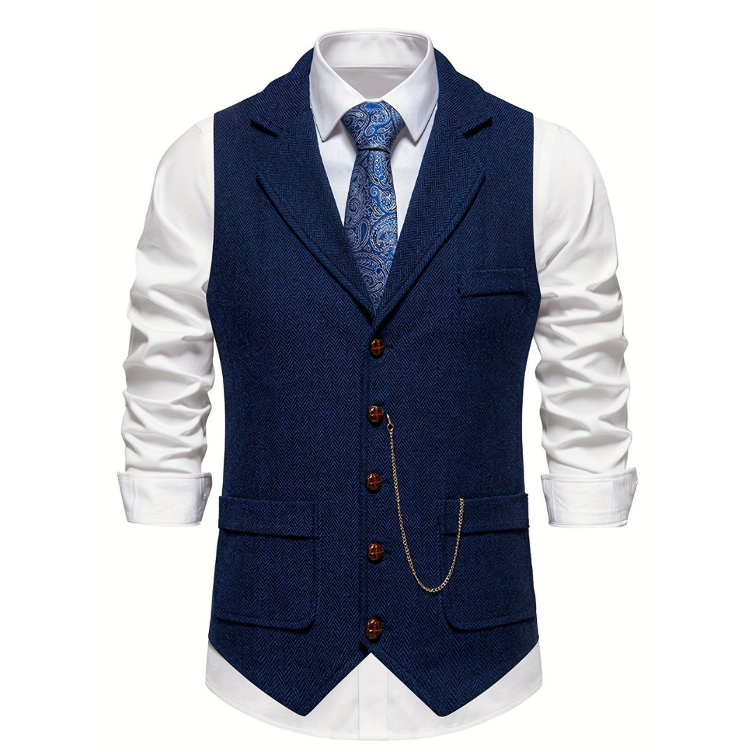 Gilet Elegante Uomo con Revers e Bottoni – Smanicato Sartoriale per Cerimonie