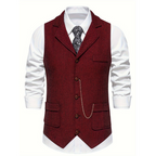 Chaleco elegante para hombre con solapas y botones – Chaleco sastre sin mangas para ceremonias
