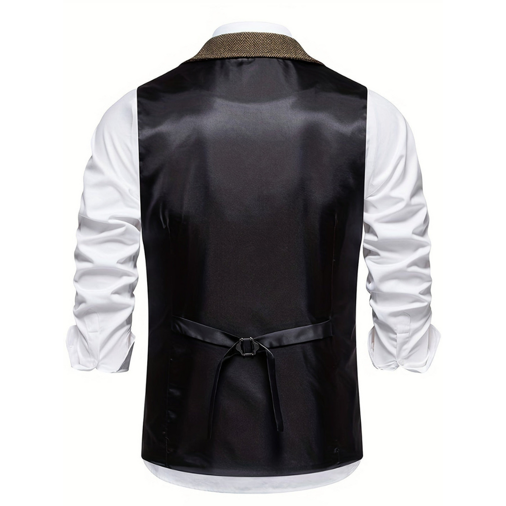 Chaleco elegante para hombre con solapas y botones – Chaleco sastre sin mangas para ceremonias