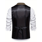 Chaleco elegante para hombre con solapas y botones – Chaleco sastre sin mangas para ceremonias
