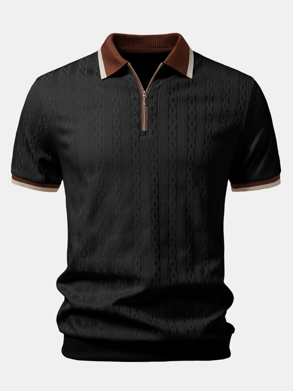 Polo Uomo in Maglia Testurizzata con Mezza Zip