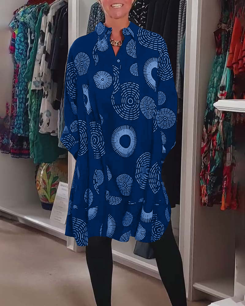 Vestito Casual Stampa Geometrica Stile Moderno