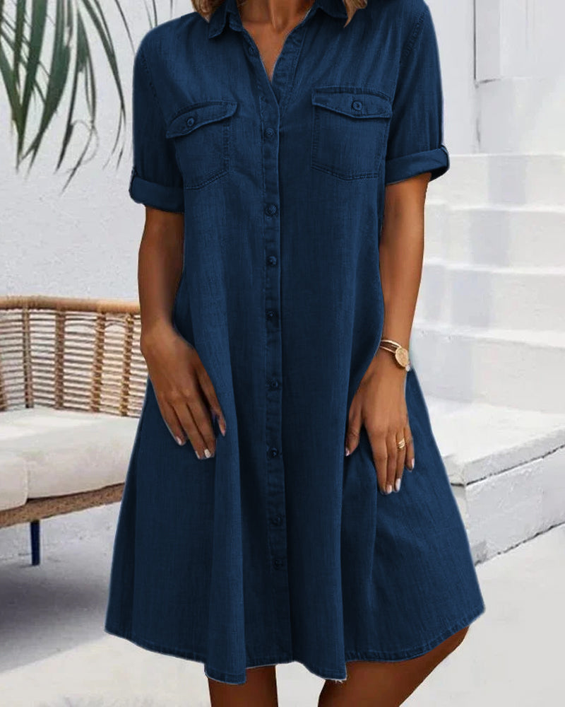Midikjole Revers Design Elegant Sommerstil