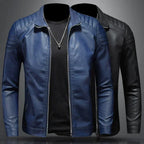 Veste biker pour homme en cuir avec épaules matelassées – style motard moderne et décontracté