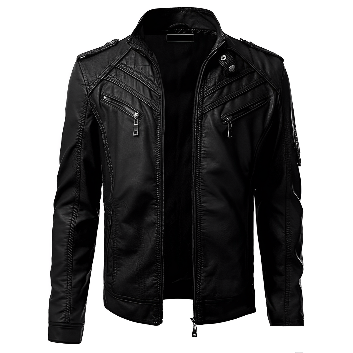 Giacca Biker Uomo in Pelle con Tasche Multiple e Zip – Stile Motociclista Urbano