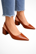 Slingback Pumps med Spids Tå og Lav Hæl