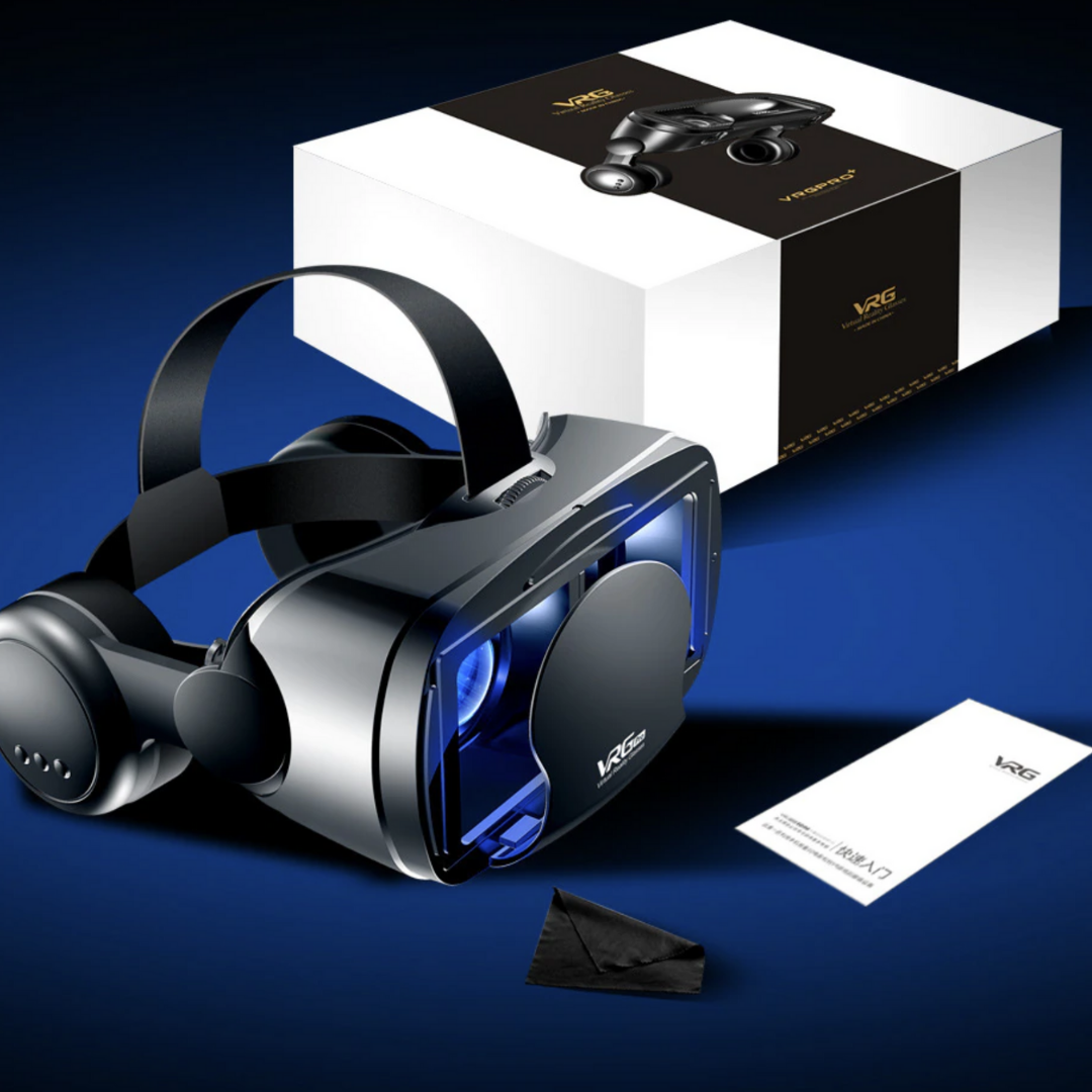 Cuffie VR intelligenti con auricolari integrati – Lenti regolabili, ampio campo visivo e compatibilità universale con telefoni | Esperienza immersiva in 3D per iPhone e Android