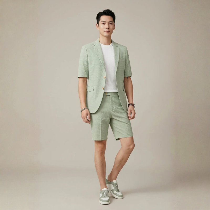 Completo Elegante da Uomo ANFINITE con Blazer a Maniche Corte e Pantaloni