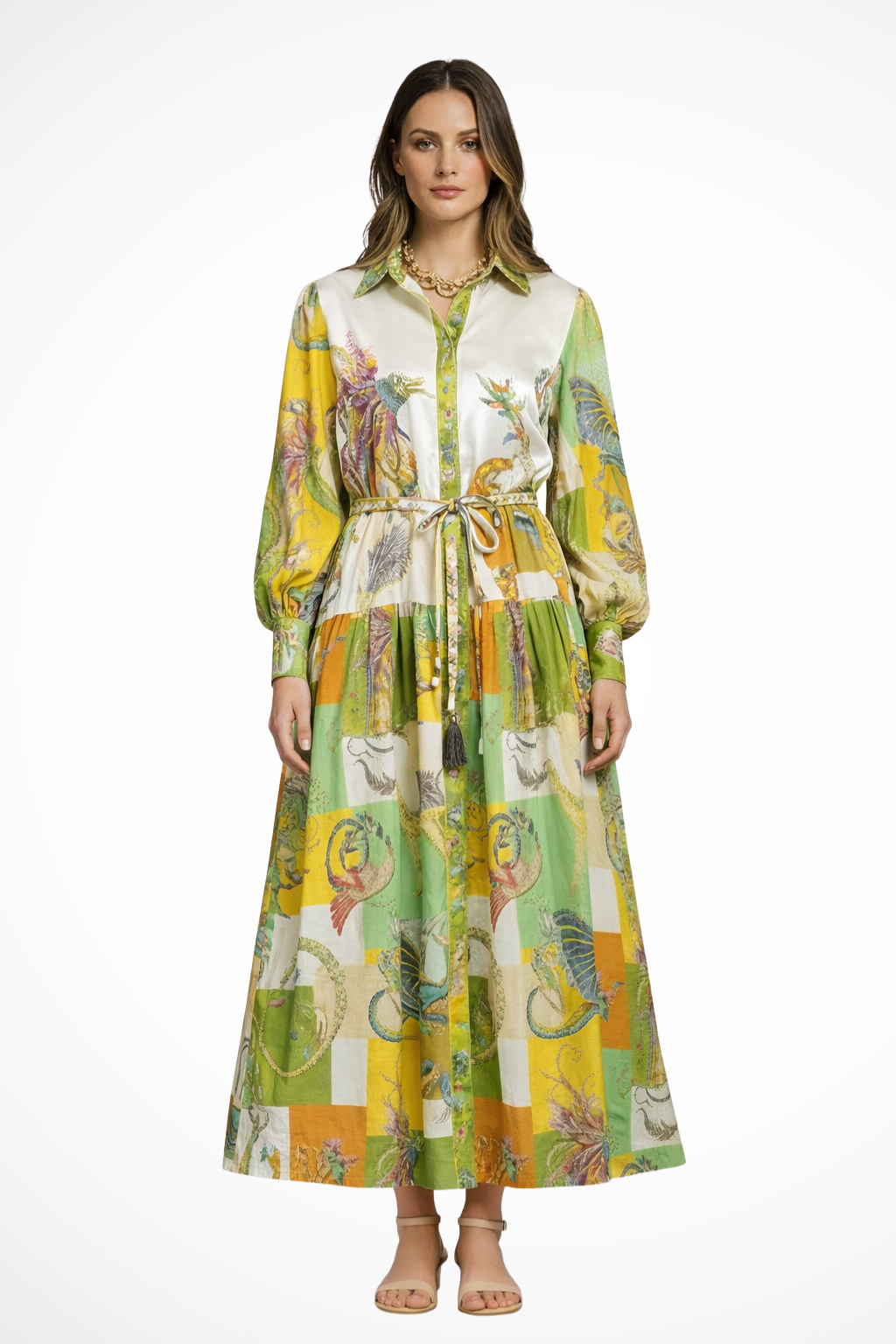 Flow Dress – Printet Silhuet med Lag-På-Lag Effekt