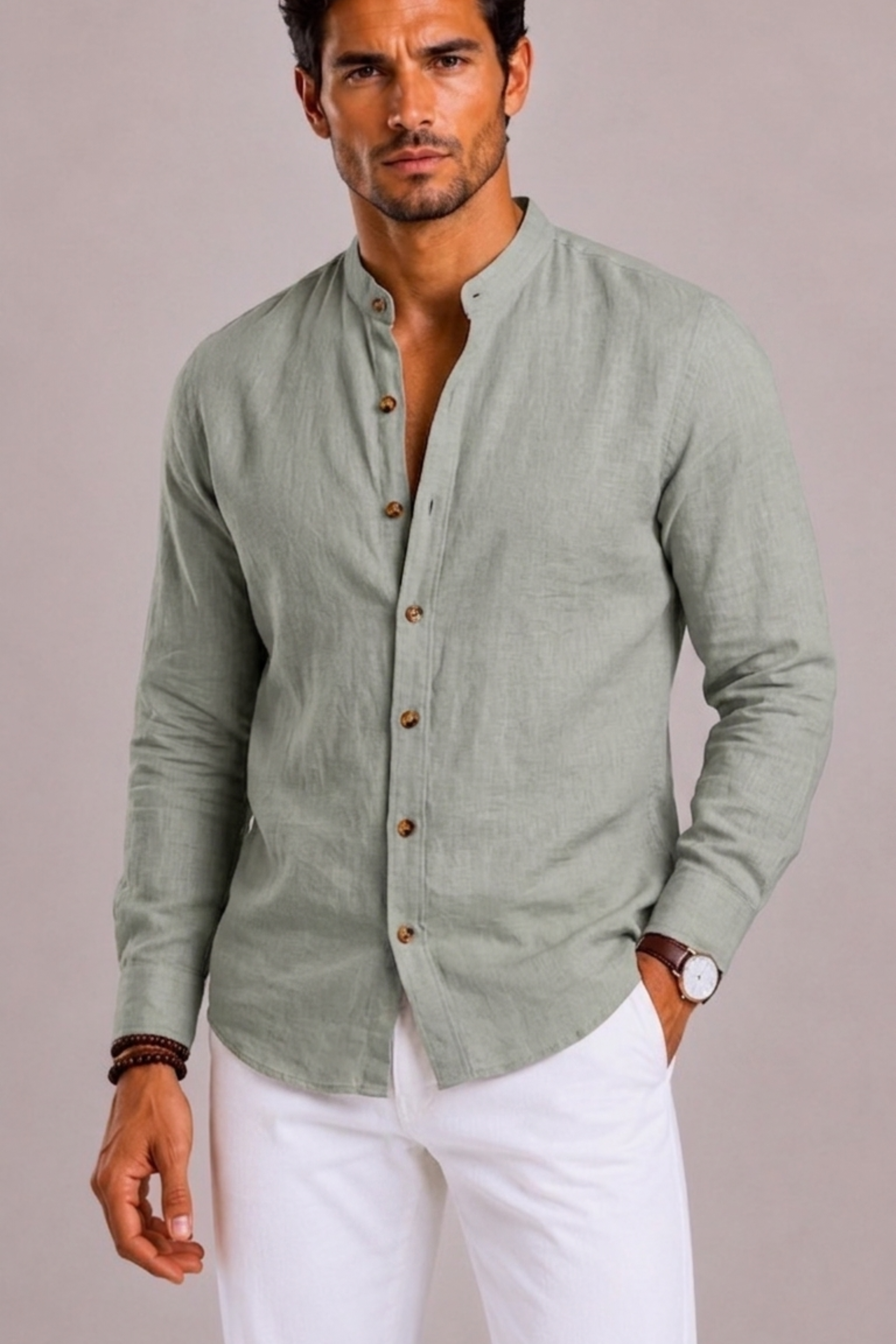Camicia Uomo con Collo Coreano ANFINITE