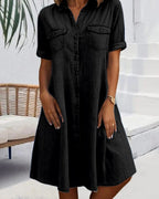Abito Midi Design Revers Elegante Stile Estivo