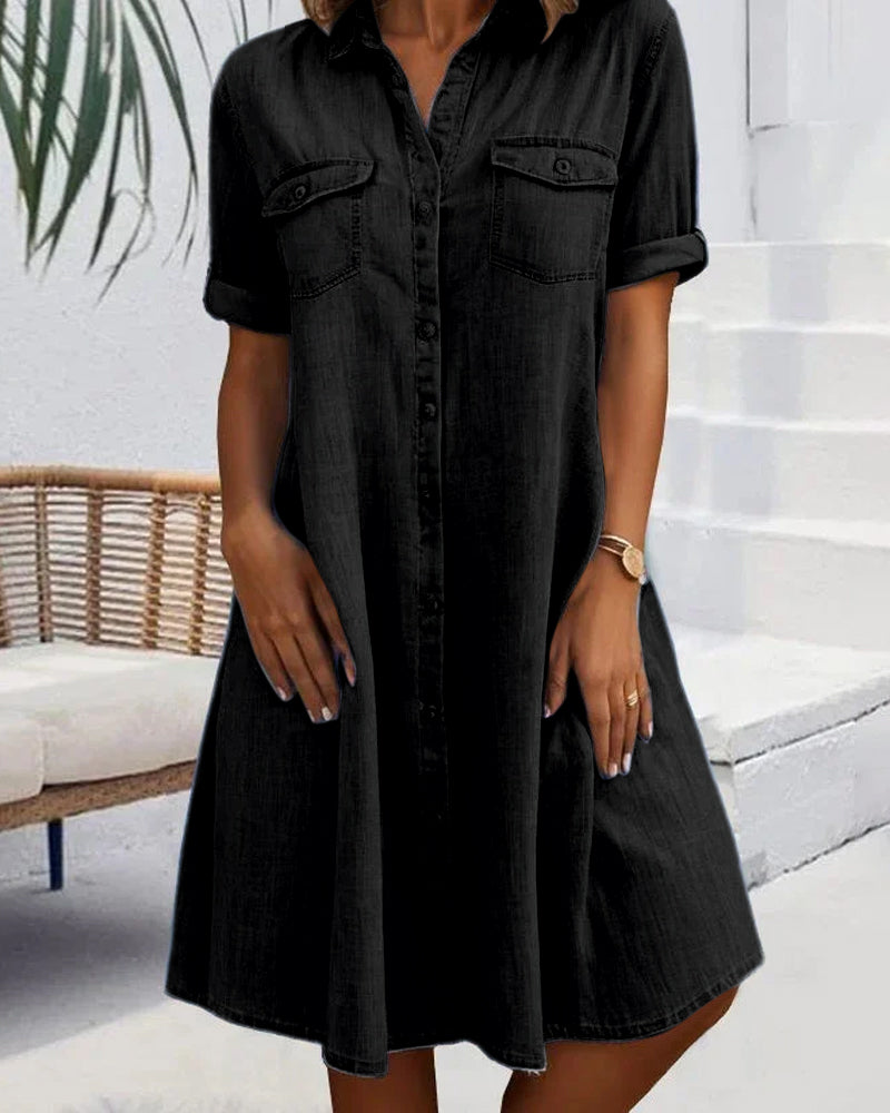 Abito Midi Design Revers Elegante Stile Estivo