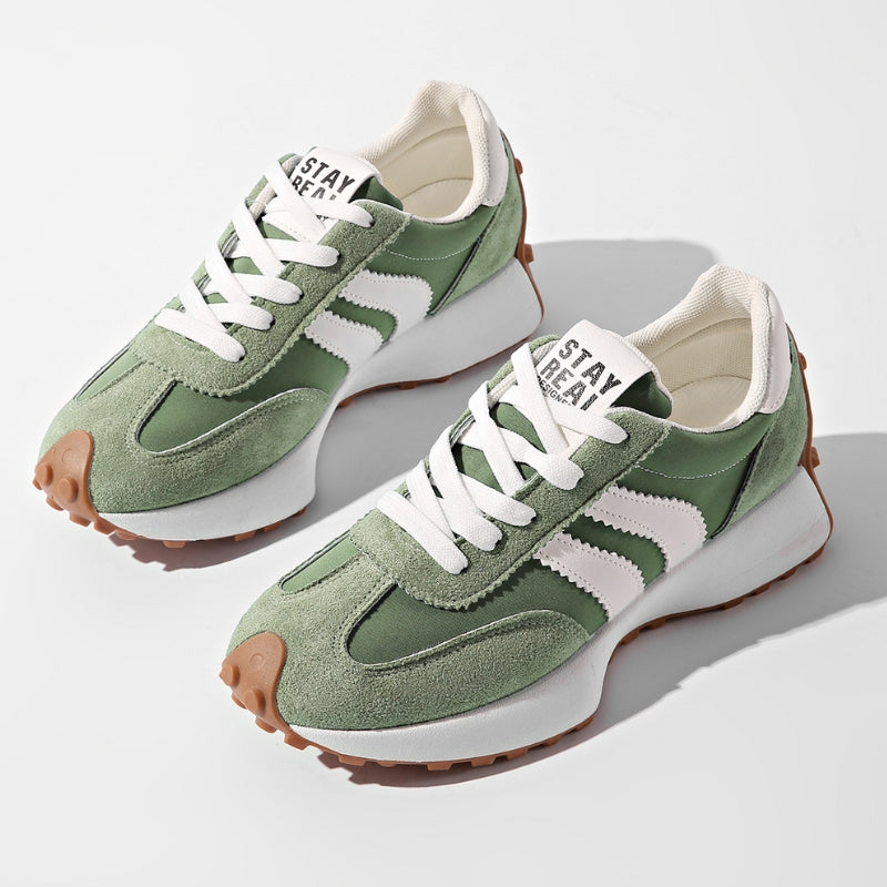 Zapatillas deportivas retro para mujer de ante con suela de plataforma