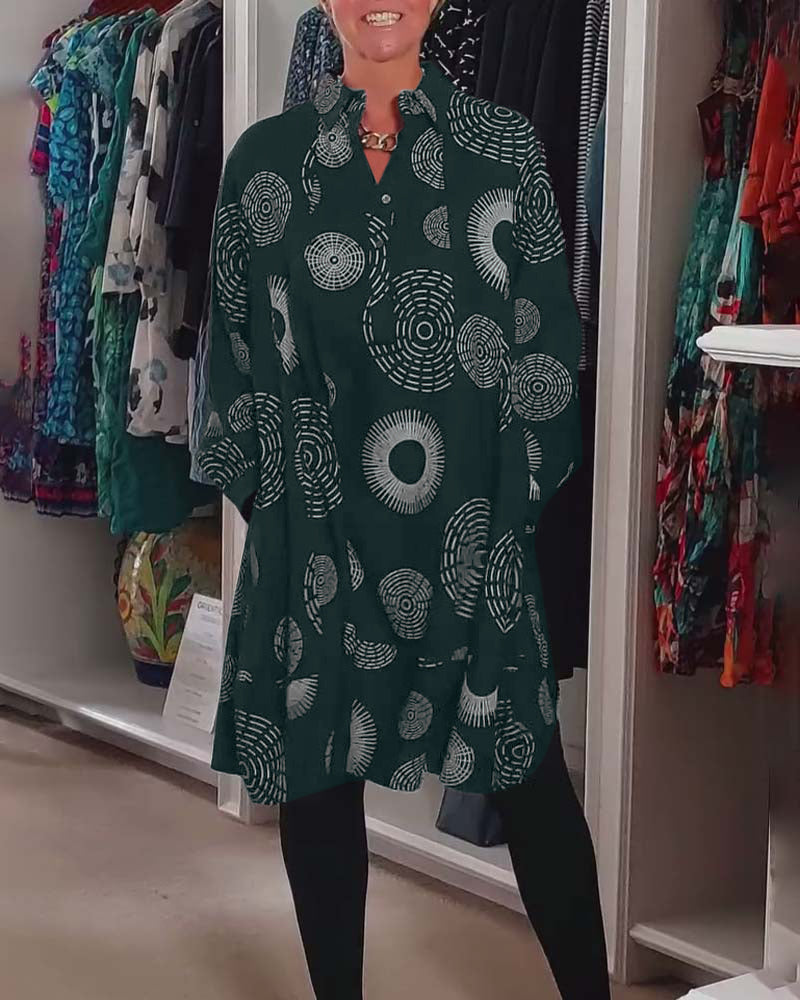 Vestito Casual Stampa Geometrica Stile Moderno