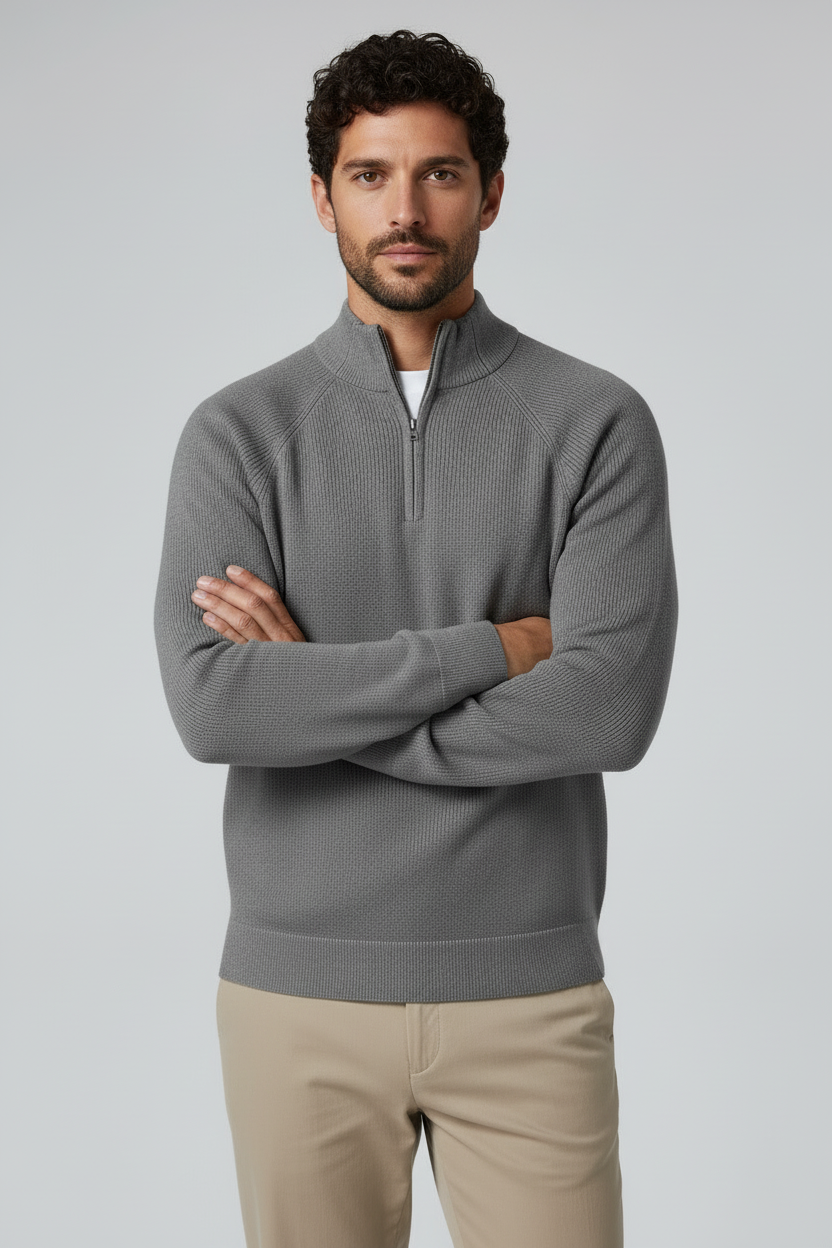 ANFINITE - Herre Half-Zip Striktrøje med Høj Krave