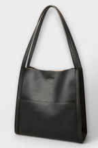 Struktureret Tote Taske med Frontlomme og Tekstureret Finish