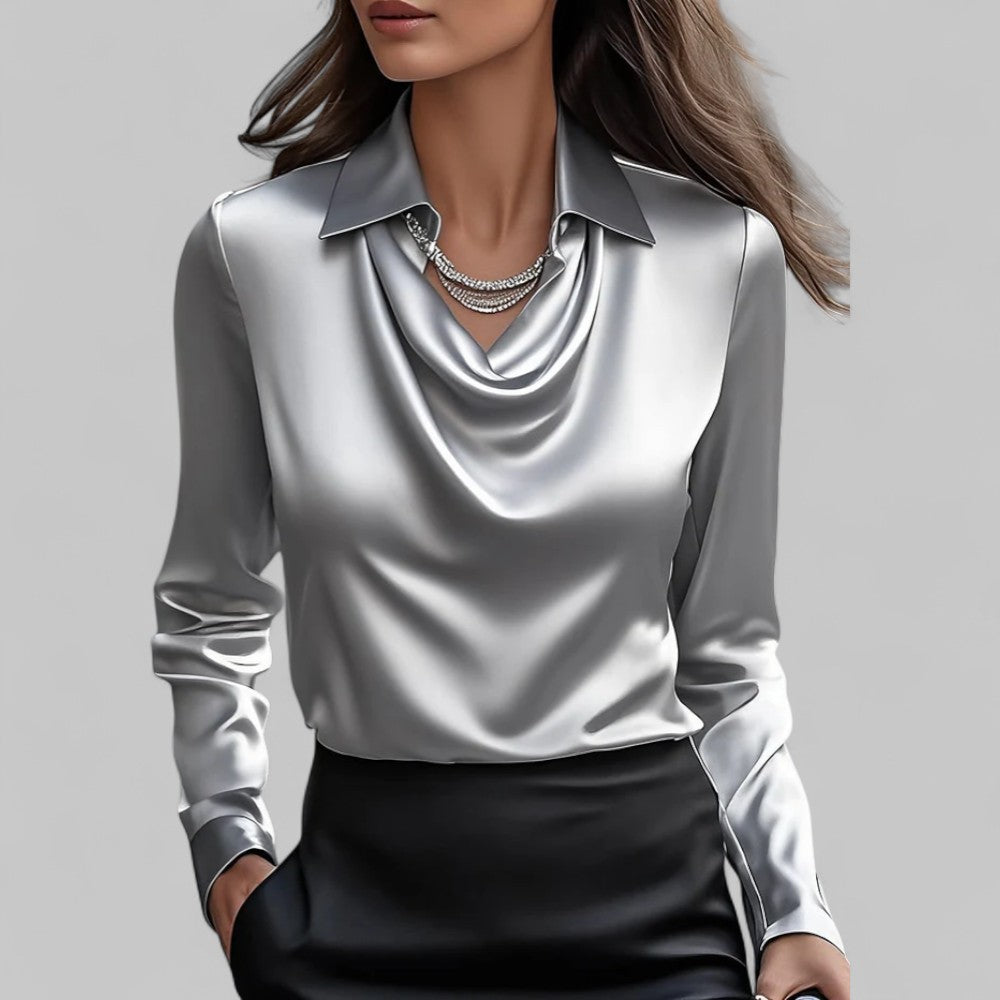 Blouse femme en satin à col cascade ANFINITE