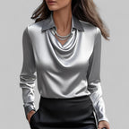 Blouse femme en satin à col cascade ANFINITE