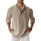 Camicia Henley Uomo in Lino con Bottoni
