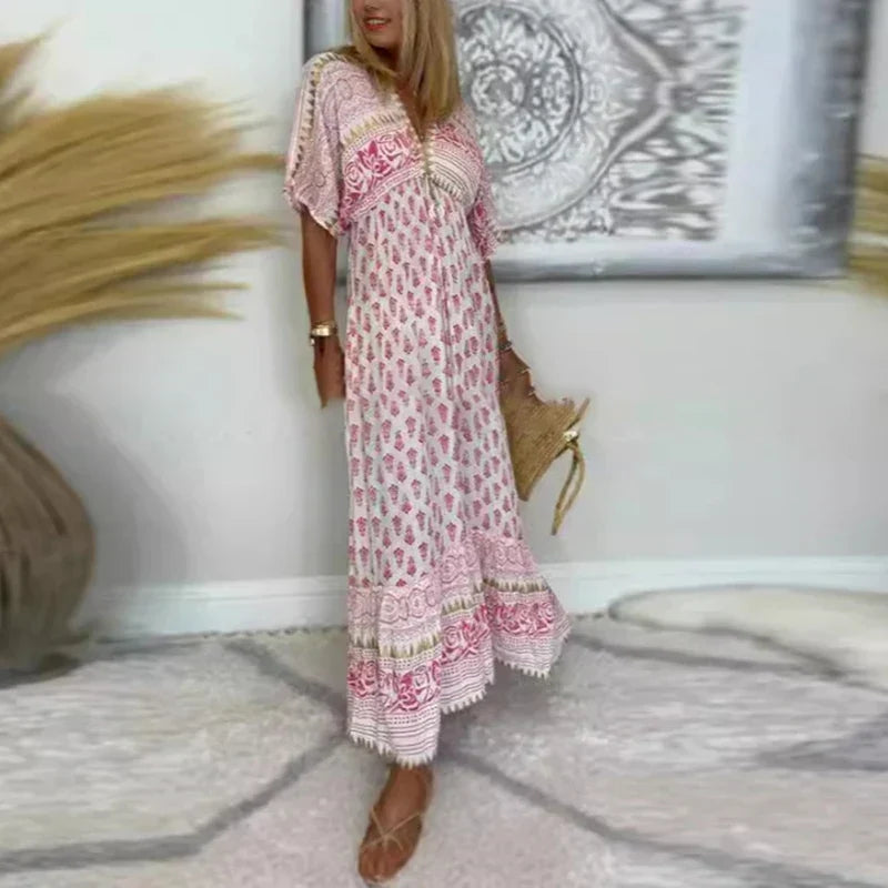 Abito Lungo da Donna ANFINITE con Scollo a V e Nappine