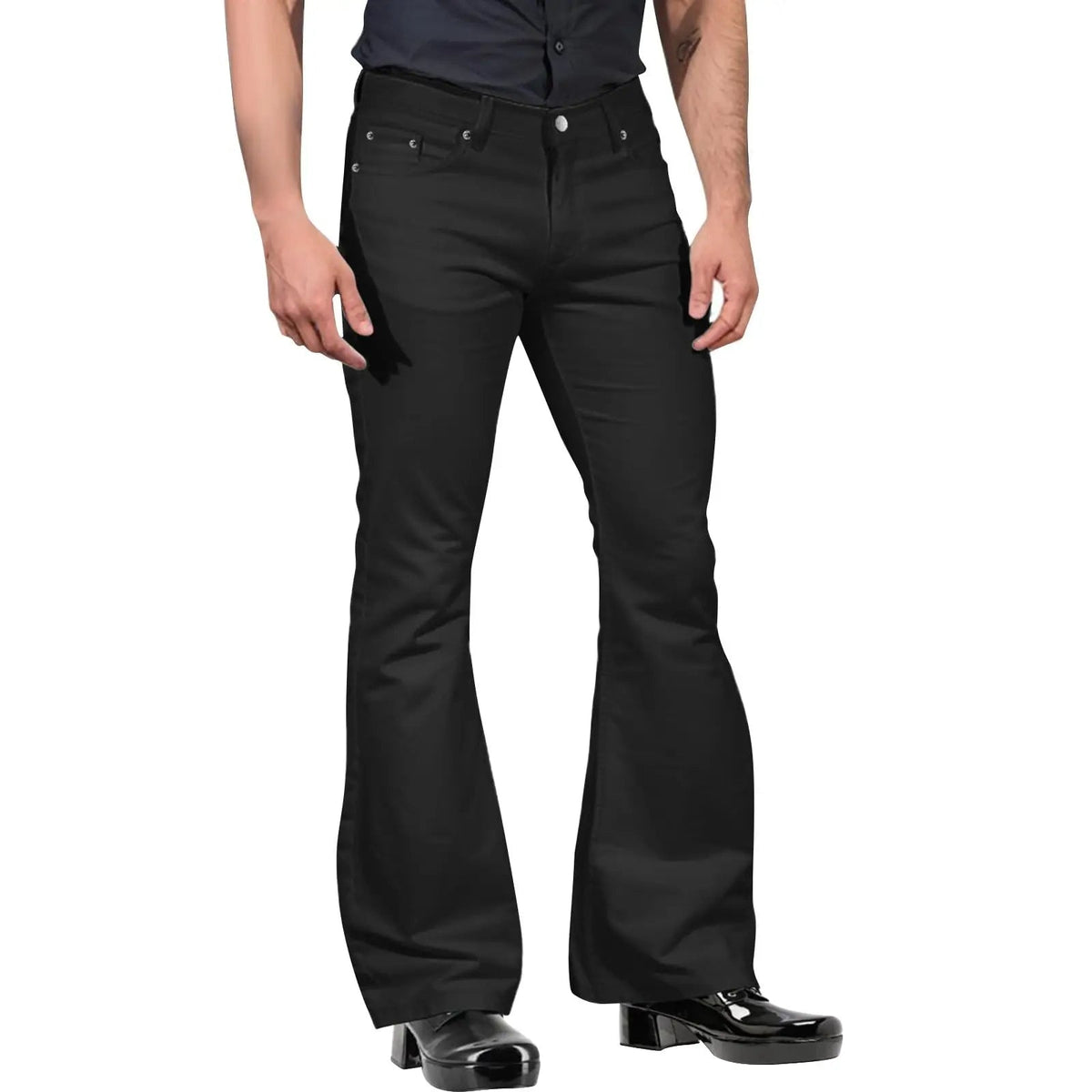 Pantalon homme kaki à pattes d’éléphant – Coupe tailleur et style rétro élégant