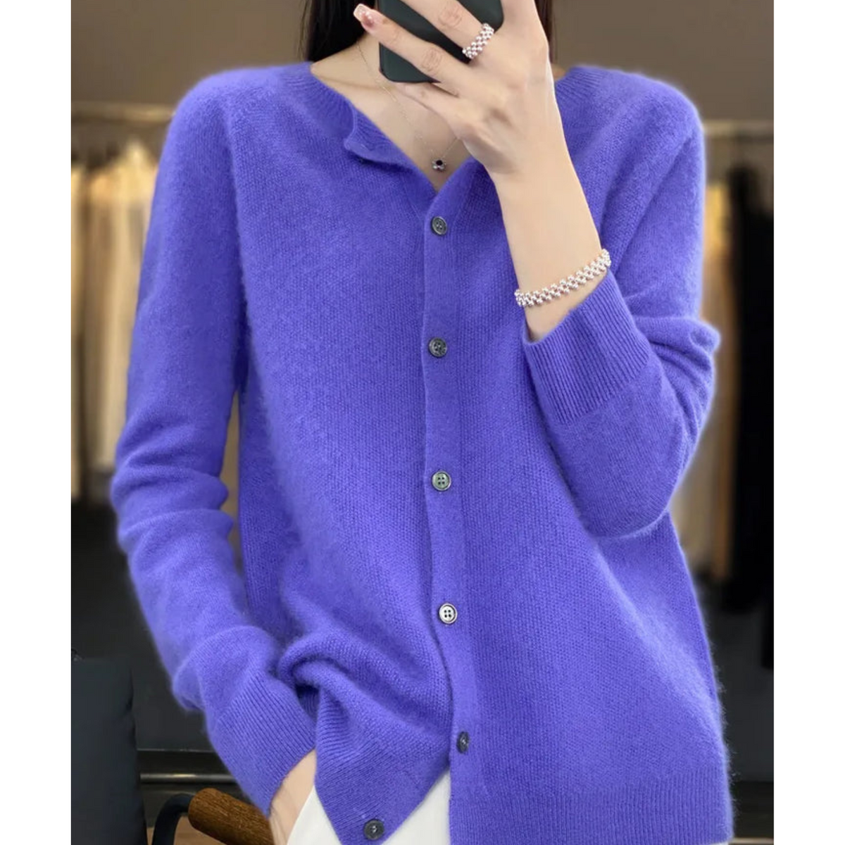 Cardigan Donna in Merino e Cashmere con Girocollo