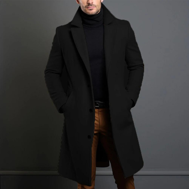 Cappotto Lungo Uomo in Lana dal Taglio Sartoriale