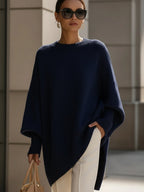 Maglione Oversize Donna in Maglia con Drappeggio Asimmetrico