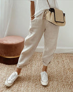 Pantalon femme décontracté chic en lin ANFINITE