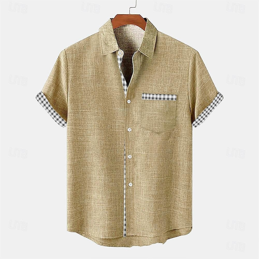 Chemise décontractée pour homme à manches courtes avec détails contrastants