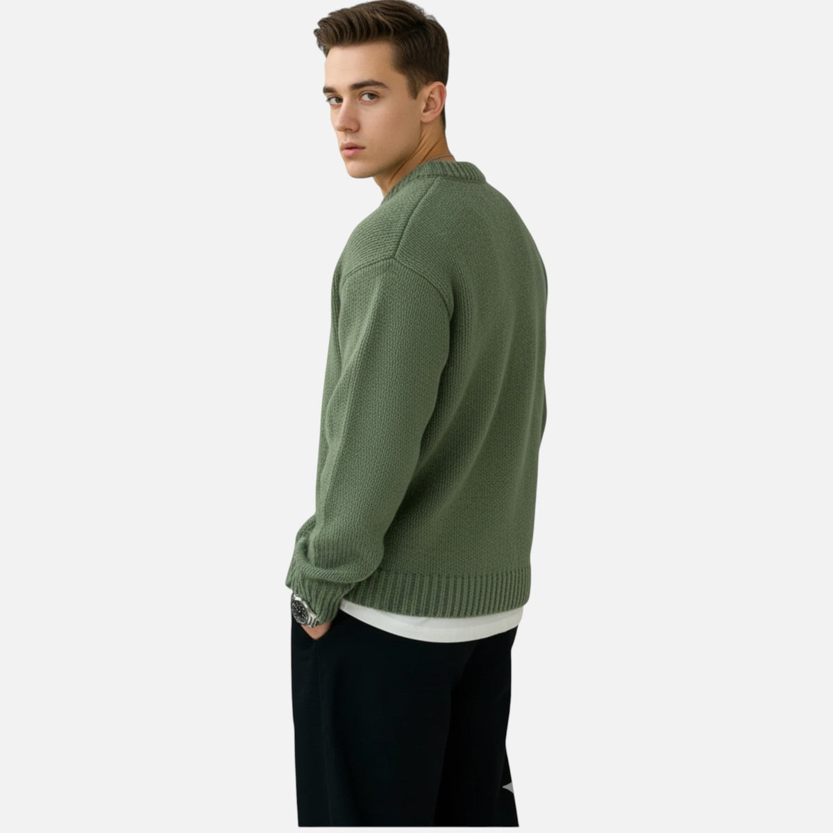 Pullover Uomo Tinta Unita con Girocollo Classico