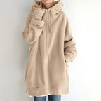 Sudadera oversize para mujer con capucha y cremallera – modelo largo y comodidad informal