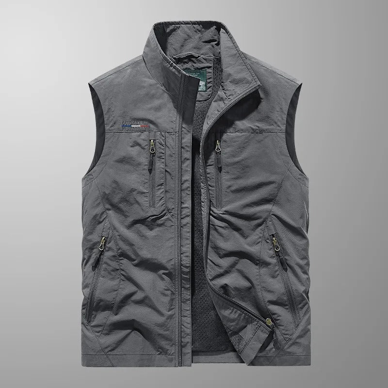Gilet Uomo Smanicato con Zip, Collo Alto e Tasche