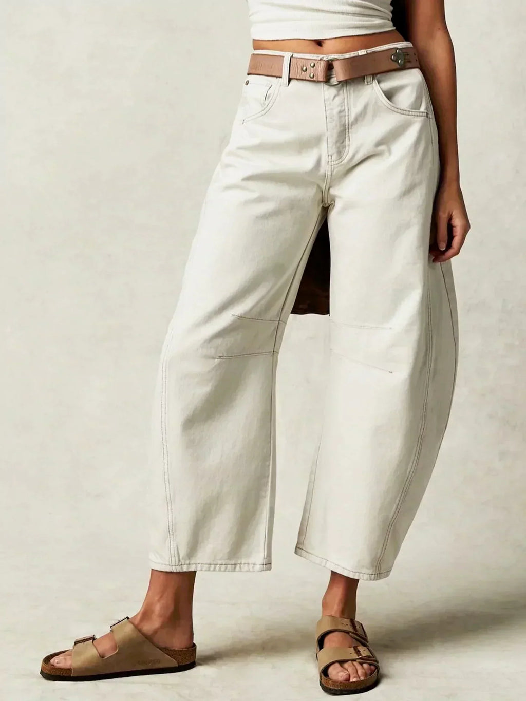 Jean femme barrel imprimé - denim décontracté taille mi-haute et jambes larges